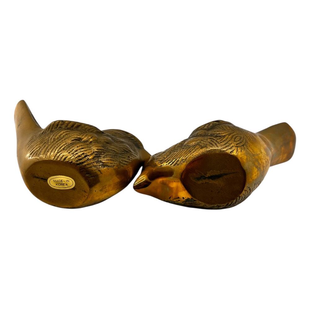 Vintage Brass Set of 2 Birds Home Decor Small Farmhouse Rustic Traditional - Picture 6 of 8